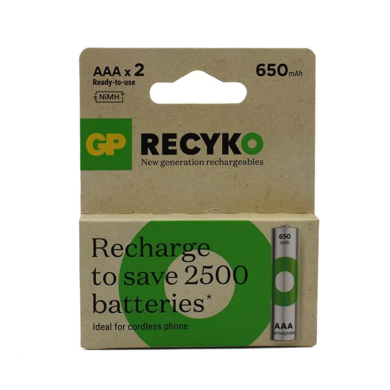 باتری نیم قلم شارژی جی پی 650میلی آمپر (اصلی) RECYKOضمانت اصالت